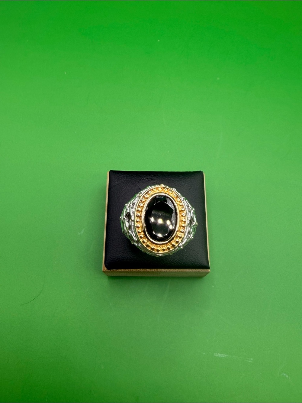 925 Sterling Silver Black Spinel Ring Size 10.